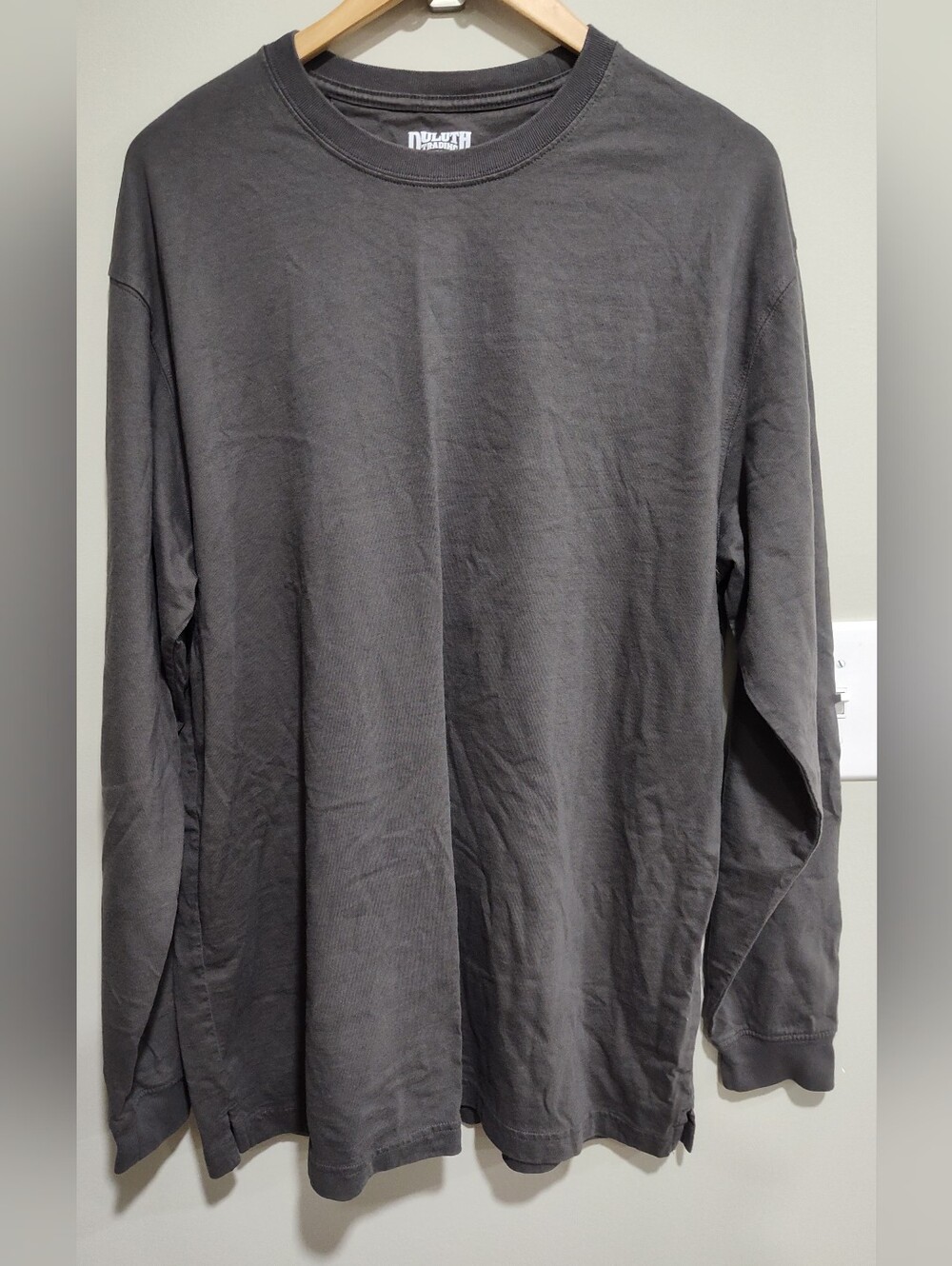 Duluth Trading Co Longtail T Men's L Gray Long Sleeve Crew Neck Cotton Knit Tee